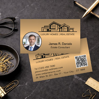Carte De Visite Luxury Bronze Gold Real Estate Chic Professional