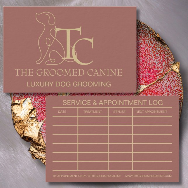 Carte De Visite Luxury Dog Grooming Business Card Burnt Terracotta (terracotta dog grooming business card)