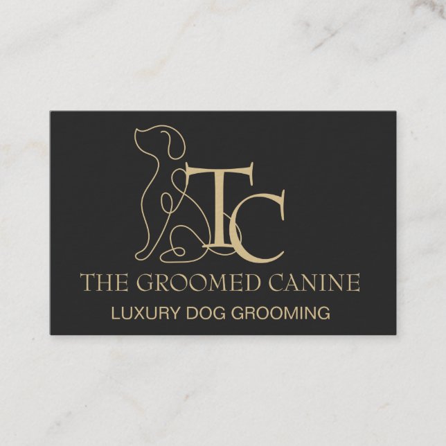 Carte De Visite Luxury Dog Grooming Business Card Caviar Black (Devant)