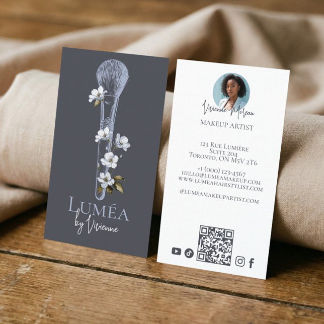 Carte De Visite Luxury Elegant Floral Beauty Makeup Artist Photo (Luxury Elegant Floral Beauty Makeup Artist Photo Business Card)