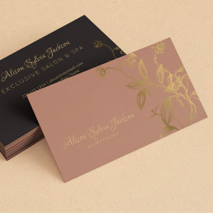 Carte De Visite Luxury faux gold foil dusty rose beauty salon