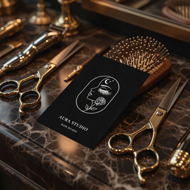 Carte De Visite Luxury Hair Stylist Business Card with QR Code  (Créateur téléchargé)