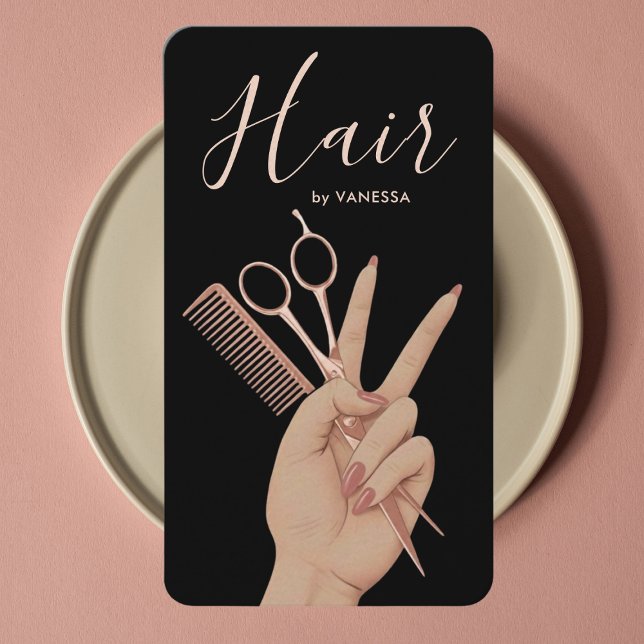 Carte De Visite Luxury Hairstylist Hairdresser Elegant Rose Gold (Créateur téléchargé)