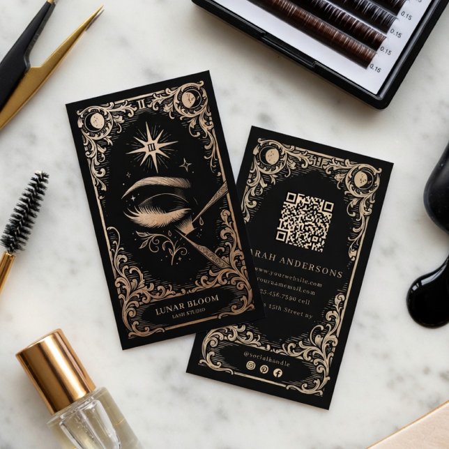 Carte De Visite Luxury Lash Tech | Céleste Vintage (Créateur téléchargé)
