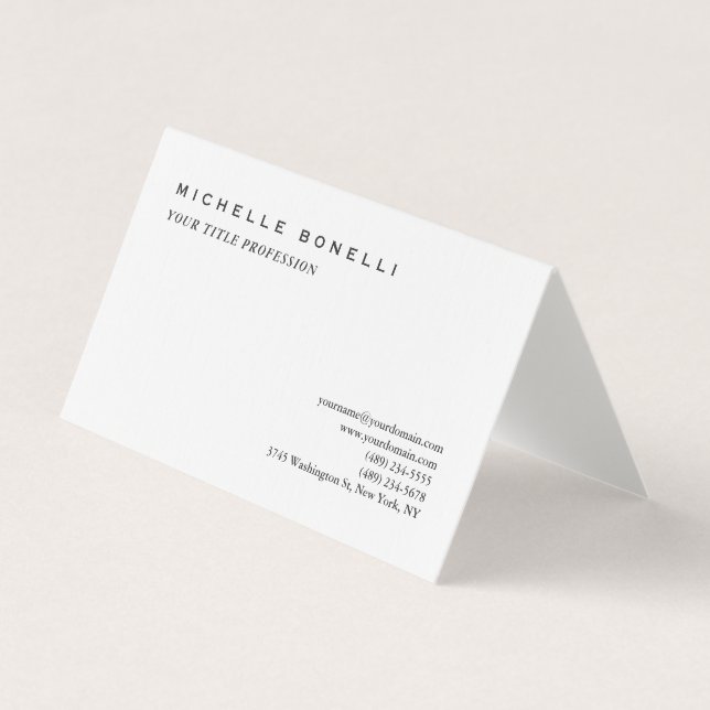 Carte De Visite Luxury Linen Classical Plain Professional (Devant)