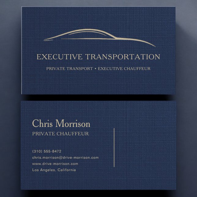 Carte De Visite Luxury Linen Executive Transport Navy Blue (Créateur téléchargé)