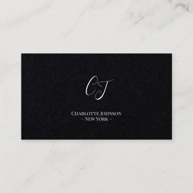 Carte De Visite Luxury Minimal Monogram Black Ivory Chic Stylish (Devant)