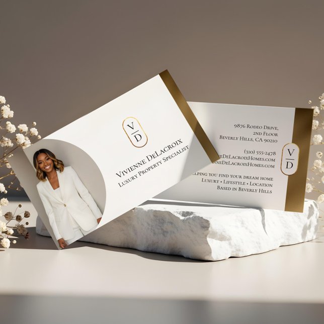 Carte De Visite Luxury Modern Gold Arch Monogram Real Estate Photo (Luxury Modern Gold Arch Monogram Real Estate Photo Business Card)