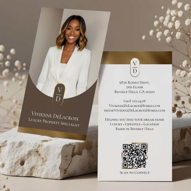 Carte De Visite Luxury Modern Gold Arch Monogram Real Estate Photo (Luxury Modern Gold Arch Monogram Real Estate Photo Business Card)