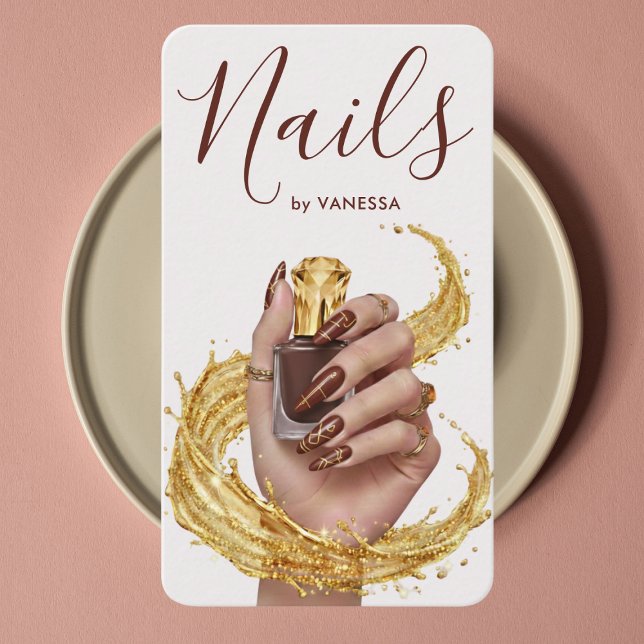 Carte De Visite Luxury Nail Artist Manicurist Espresso Deep Clove (Créateur téléchargé)