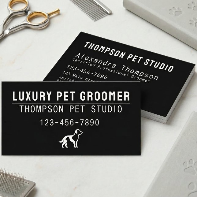 Carte De Visite Luxury Pet Groomer Modern Bold Professional (Créateur téléchargé)