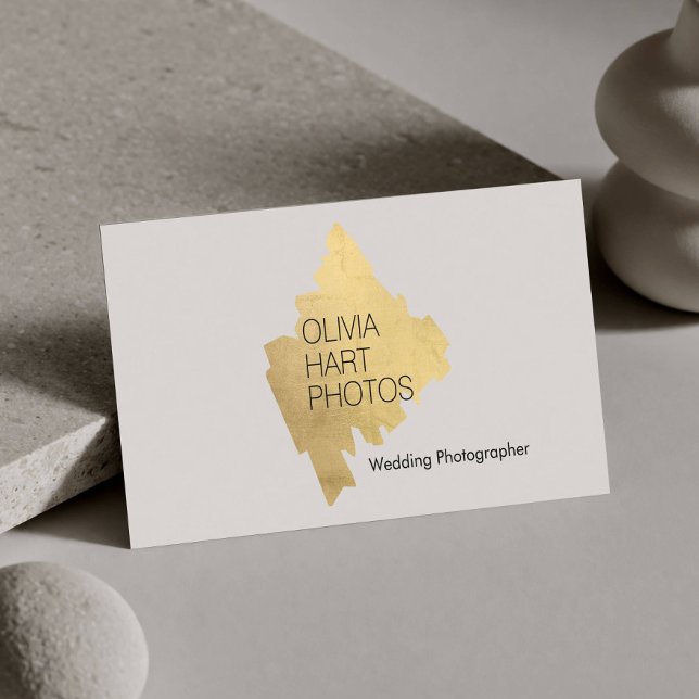 Carte De Visite Luxury Photographer Gold Minimal Logo (Créateur téléchargé)