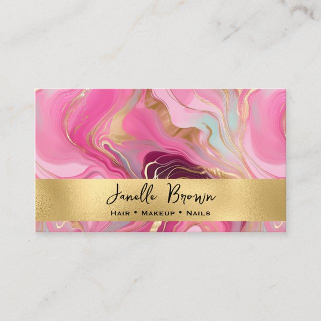 Carte De Visite Luxury Pink Marble and Gold Foil (Devant)
