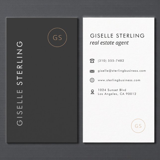 Carte De Visite Luxury Real Estate Agent Black Gold Elegant Modern (Créateur téléchargé)