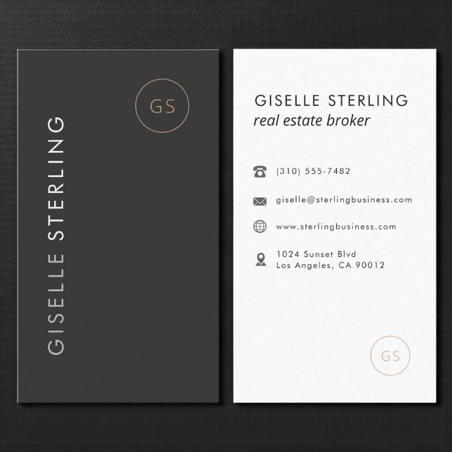 Carte De Visite Luxury Real Estate Broker Black Gold Elegant (Créateur téléchargé)