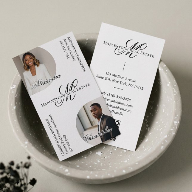 Carte De Visite Luxury Script Monogram Real Estate Agents Photos (Luxury Script Monogram Real Estate Agents Photos Business Card)