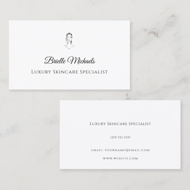 Carte De Visite Luxury Skincare Specialist Minimal Elegant (Devant / Derrière)