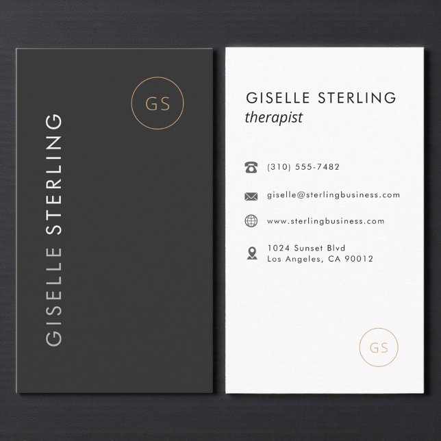 Carte De Visite Luxury Therapist Black Gold Elegant Modern (Créateur téléchargé)
