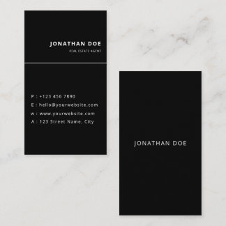 Carte De Visite Luxury Vertical Black Minimalist Real Estate