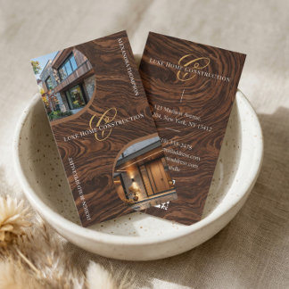 Carte De Visite Luxury Woodgrain Monogram Home Contractor Photo