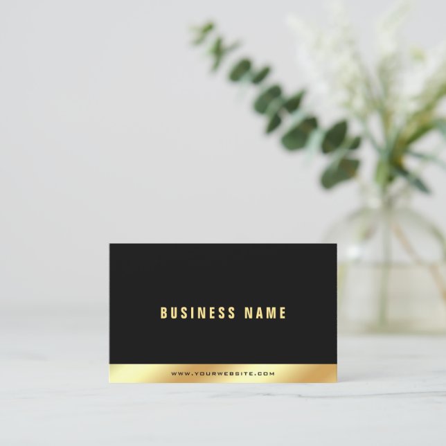 Carte De Visite Luxury Your Custom Text Elegant Black And Gold (Debout devant)
