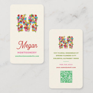 Carte De Visite M Monogramme Lettre Alphabet Fleurs Colorées de Pr