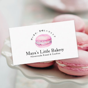 Carte De Visite Macaron Aquarelle Rose Rustique Boulangerie