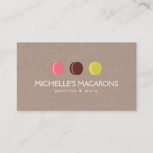 Carte De Visite MACARON COOKIE TRIO LOGO sur KRAFT PAPER pour boul