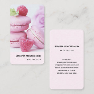 Carte De Visite Macarons framboises roses Pâtisserie française