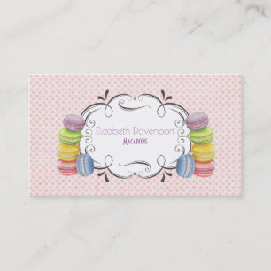 Carte De Visite Macarons Français Dessert dans Pastel Aquarelles