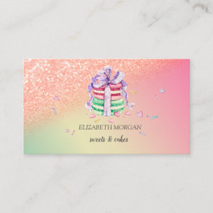 Carte De Visite Macarons Ombrés Pailletés Élégants Modernes avec E