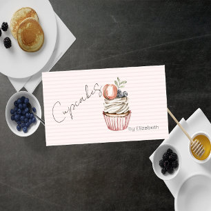 Carte De Visite Macaroon Cupcake Chic, rayé,Confiserie