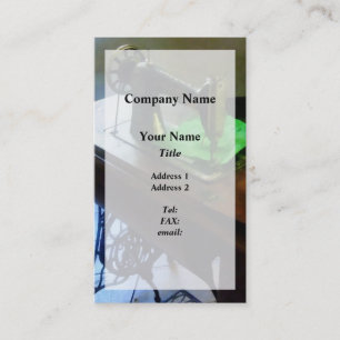 Carte De Visite Machine à coudre avec du tissu vert