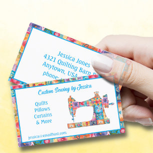 Carte De Visite Machine à coudre colorée à motif patchwork