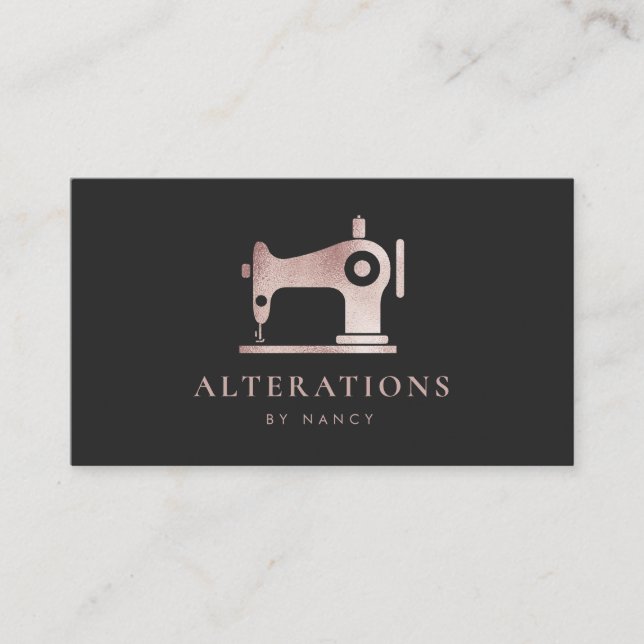 Carte De Visite Machine à coudre Elegant Rose Parties scintillant  (Devant)