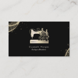 Carte De Visite Machine à coudre élégante Brodeuse Poussière d'or