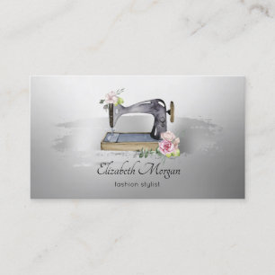 Carte De Visite Machine à coudre élégante Lotus Gris coup de pince