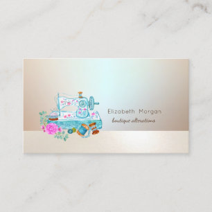 Carte De Visite Machine à coudre élégante professionnelle bleue lu