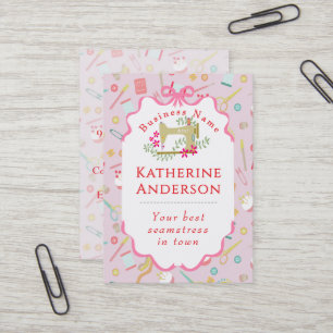 Carte De Visite Machine à coudre Entreprise de couturière Rose Tur