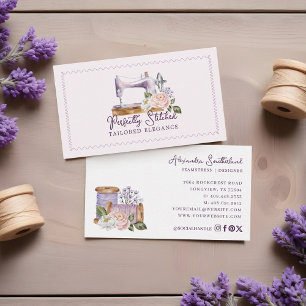 Carte De Visite Machine à coudre florale à l'aquarelle vintage Tai