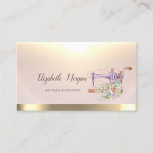 Carte De Visite Machine à coudre florale aquarelle