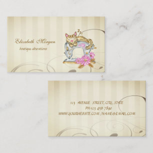 Carte De Visite Machine à coudre florale Chat