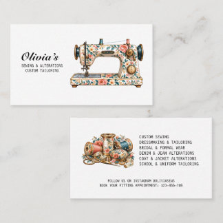 Carte De Visite Machine à coudre florale vintage Couturière Taille