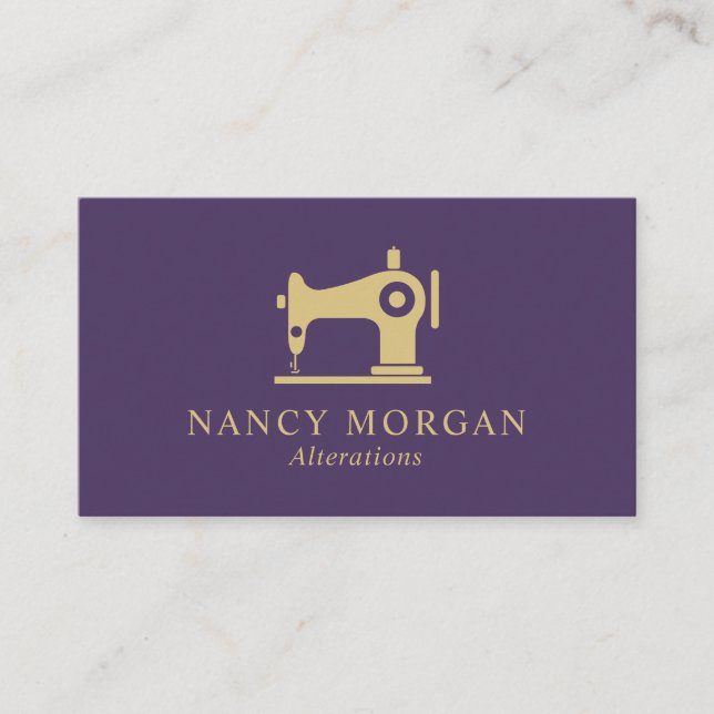Carte De Visite Machine à coudre Luxe Or Couturière Retouches  (Devant)