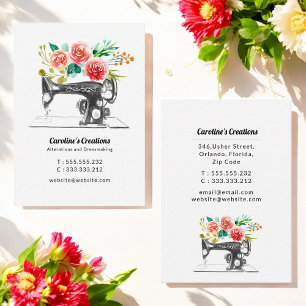 Carte De Visite Machine à coudre Mer Noir Blanc Rouge