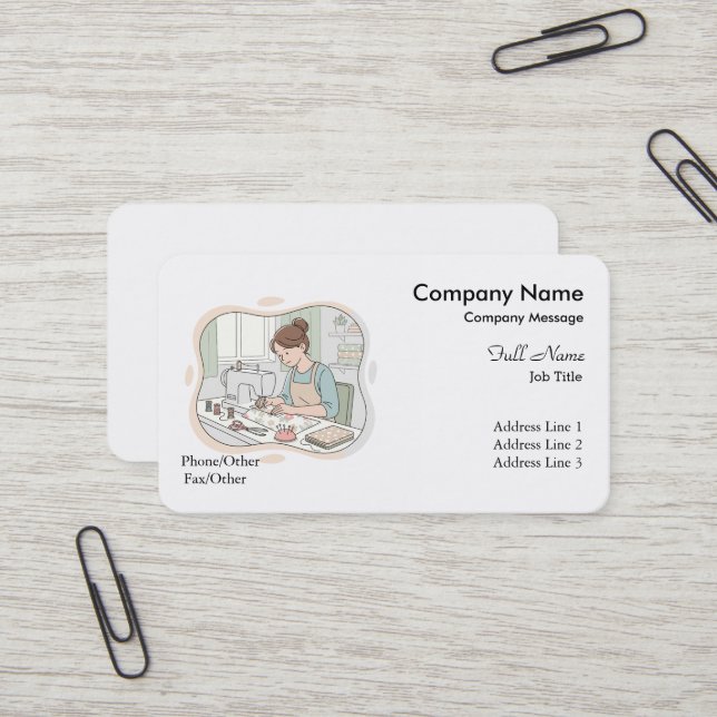 Carte De Visite Machine à coudre rose élégante moderne professionn (Devant/Arrière en situation)
