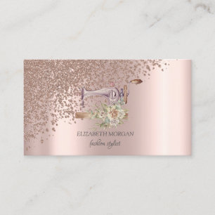Carte De Visite Machine à coudre Rose Gold Diamonds Machine à coud