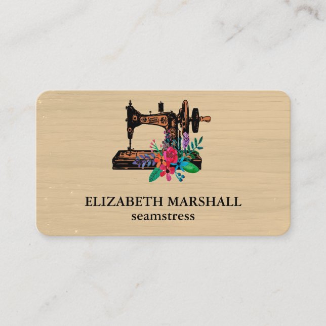 Carte De Visite Machine à coudre rustique en bois shabby chic cott (Devant)