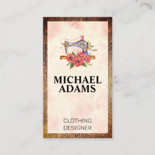 Carte De Visite Machine à coudre vintage Bordure en cuir