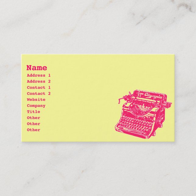 Carte De Visite Machine à écrire Vintage (Devant)